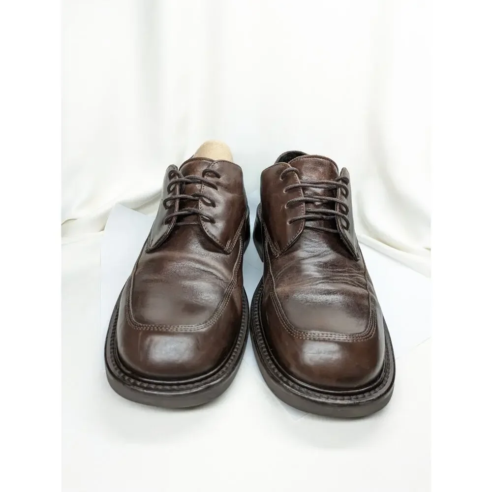Y2K Kenneth Cole Chunky Oxford Dress Shoes Mens 7.5 Brown Leather Italy Preppy